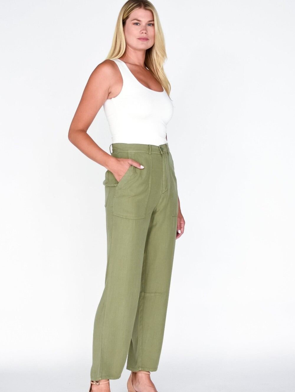 NWT Velvet Heart Sydney Tea Leaf Tencel Linen Pants Olive Green Small